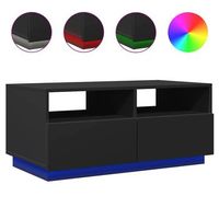 mesa de centrormesa auxiliarrmesa de cafe con luces led negro 90x49x40 cm