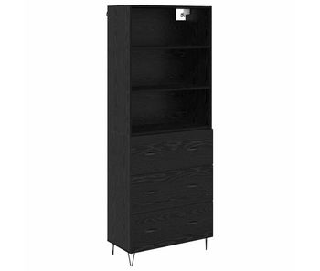 Aparador alto - mueble de almacenamiento con cajón 2 pcs roble negro madera de ingeniería es361