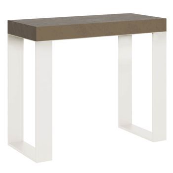 Consola Extensible 90x40/196 Cm Tecno Small Gris Paloma Estructura Blanca