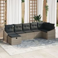 juego de sofas de jardin de 7 piezas con cojines gris ratan polivalente v5016 unico  gris