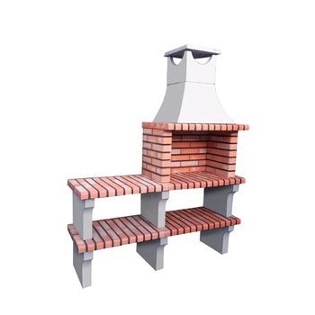 Bbq Xl-art - Barbacoa Con 2 Encimeras, Construido Con Ladrillo Y Cemento Refractario, Con Laterales De Ladrillo - 153x52x196cm