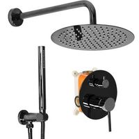 conjunto de ducha emoptrado oculto rea lungo black metallic  box