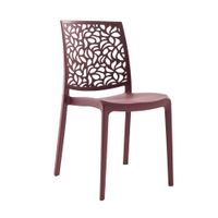 conjunto de 6 sillas de resina para interior o exterior rojo oscuro