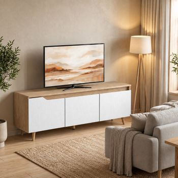 Mueble De Tv De Melamina Hcomcom 120x35x45,5 Cm Roble Y Blanco