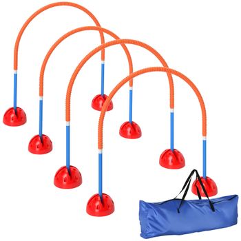 PawHut Juego de Agility para Perros de 4 Piezas con 4 Puertas de Ancho Ajustable, Bolsa de Transporte, para Jardín, Azul