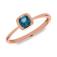 14 quilates anillo de oro rosa con topacio azul