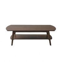 mesa de centro de mindi macizo acabado nogal doble tablero 130 cm