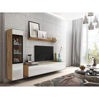 conjunto de muebles de salon vera i juego de muebles de salon mueble de television sin iluminacion led color wotanblanco brillo