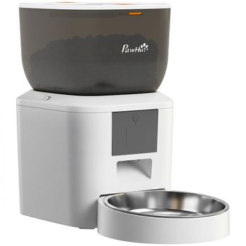 PawHut Comedero Automático 4L WiFi 2.4G para Gatos Perros con Control App 1-10 Comidas al Día Grabadora Voz 10s