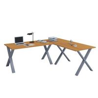 vcm vcm escritorio de madera  escritorio de esquina liso  130x130  l forma izquierda o derecha  placa de mesa de trabajo 50 cm de profundidad  mesa de ordenador muebles de oficina - lona x plata  haya
