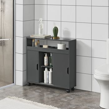Mueble De Baño Lumijoki Carrito 71 X 70 X 20 Cm Aglomerado Gris Oscuro [en.casa]
