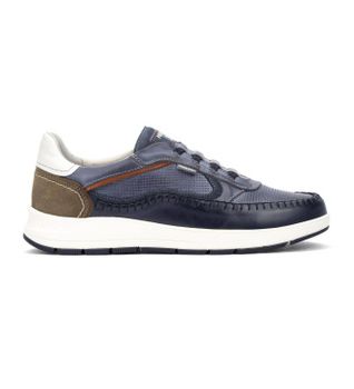 Pikolinos para hombre. M7W-6423C1 Zapatillas de piel Salamanca azul (44), Plano, Cordones, Casual, Clásico