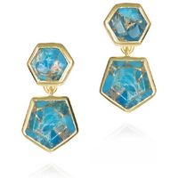 jorge revilla pendientes pendientes geometricos de turquesa en plata con bano de oro 18k para mujer
