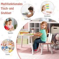 mesa infantil con 2 sillas 3 piezas grupo de asientos para ninos con patas de madera maciza rosa