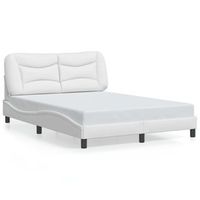 cama matrimonial  cama para adultos  estructura cama con luces led cuero sintetico blanco 120x200 cm cfw152478