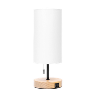 aigostar lampara de mesa con 2 puertos de carga usb lamparas de mesita de noche con interruptor de traccion base de madera lampara escritorio vintage para sala de estar dormitorio oficina