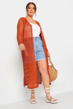 Yours Rebeca Terracota Larga De Ganchillo , Mujer Curvy Y Tallas Grandes, Yours