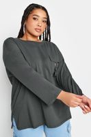 limited collection camiseta gris manga larga con bolsillo utility mujer curvy y tallas grandes limited collection