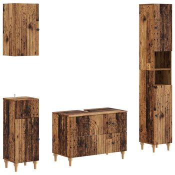 Juego De Armarios De Baño De 4 Piezas Alkmaar Madera Envejecida Vidaxl