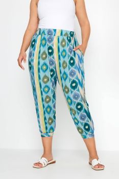 Yours Bombachos Capri Azules Estampados, Mujer Curvy Y Tallas Grandes, Yours