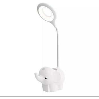 Bel Air Home - Lámpara De Escritorio Led Táctil 5w, Diseño De Elefante Infantil Blanco