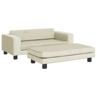 sofa para ninos con reposapies terciopelo crema 100x50x30 cm vidaxl