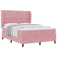 cama tipo box spring con cabecera rosa 190 x 140 cm terciopelo vidaxl