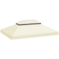 outsunny toldo de recambio 4x3 m con techo doble con orificios de drenaje y proteccion upf30 crema solo toldo no incluye marco
