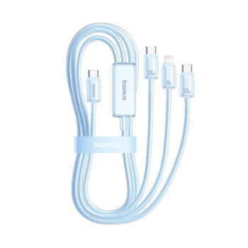 Baseus ICY Serie 100W Tipo-C a Tipo-C+Tipo-C+iP Cable de Carga Rápida Transmisión de Datos Núcleo de Cobre Longitud 1,5M