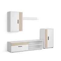 salon modular con mueble tv en blanco artik y roble canadian 190 cm lunet