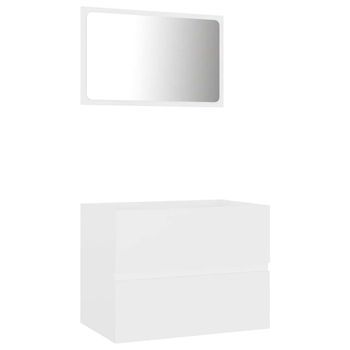 Juego De 2 Uds Muebles De Baño | Armario De Baño Madera Contrachapada Blanco