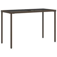 mesa de jardin  mesa de exterior superficie vidrio ratan pe marron 115x54x74 cm