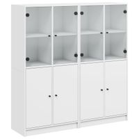 estanteria con puertas madera de ingenieria blanco 136x37x142 cm