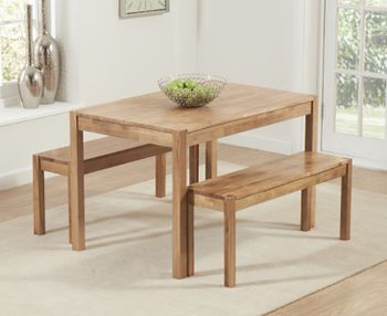Oxford 120cm Solid Oak Dining Table with Benches