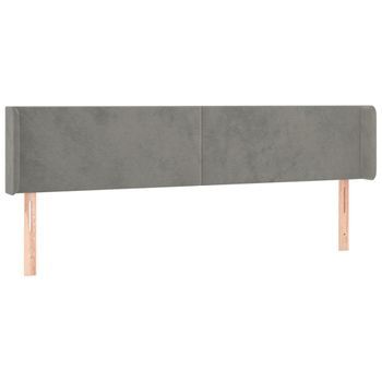 Cabecero Cama Mueble De Dormitorio Con Led De Terciopelo Claro 203 X 16 X 78/88 Cm Gris M02_0001489