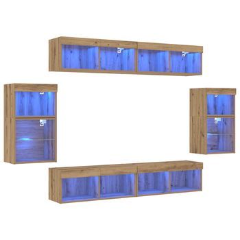 Conjunto De Mueble De Tv 8 Uds. Roble Artisan Vidaxl