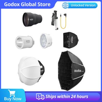 Accesorios Godox ML100R: Reflector de Lente RF-ML45, Fresnel de Silicona ML-CFL5, Softbox ML-CS30, ML-SF3030, Soporte para Batería Externa AK-B01
