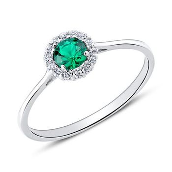 Anillo de mujer de oro blanco de 9 quilates con circonita cúbica