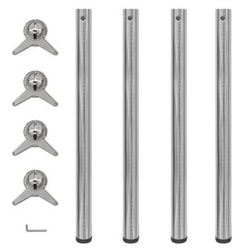 4 Patas De Mesa Ajustables En Alturas 870 Mm Color Níquel Pulido Vidaxl
