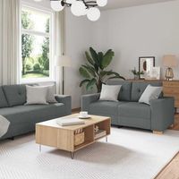 vidaxl sofa 3 uds gris oscuro tejido mezcla de lino