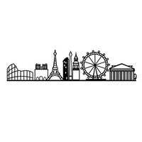 decoracion pared de metal european cities skyline negro 120x29 cm