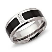 anillo de acero inoxidable ionic black plating circonita