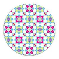 alfombra vinilica rosa 150x150cm agatha flores rosa y amarillo