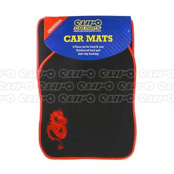 Black Carpet Mat Set - Red Dragon