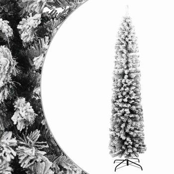 Árbol De Navidad Artificial Delgado Verde Con Nieve Pvc 240 Cm Vidaxl