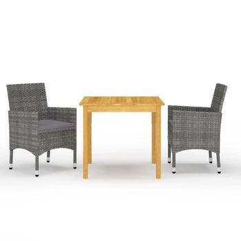 Juego De Comedor De Jardín De 3 Piezas Gris Vidaxl