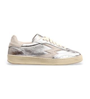 MOA Concept para mujer. MG578CO Zapatillas de Piel Club plateado (37), Plata, Plano, Cordones, Casual