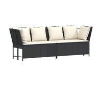 vidaxl sofas de jardin 3 piezas y cojines ratan sintetico negro