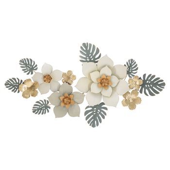 Panel Decorativo 3d Con Flores De Metal Multicolor 134,6x7,6x69,9 Cm