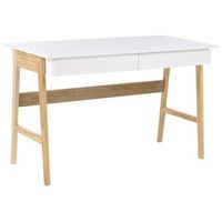escritorio minimalista para oficina en casa con cajones de aglomerado 120 x 60 cm blanco y marron claro theslay